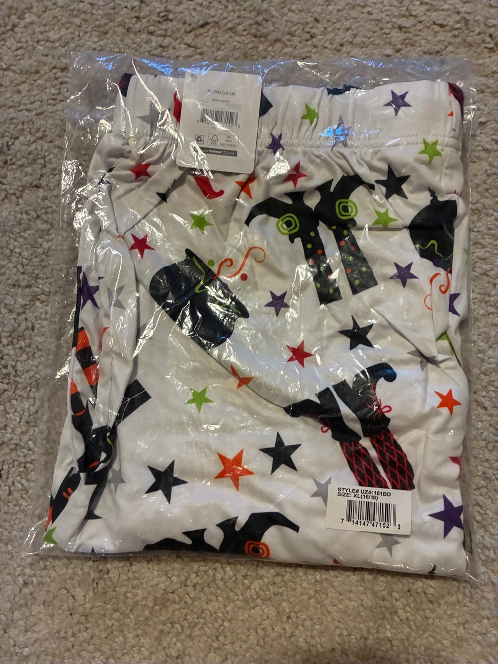 White Halloween Witch Costume Pants for Women with Colorful Stars